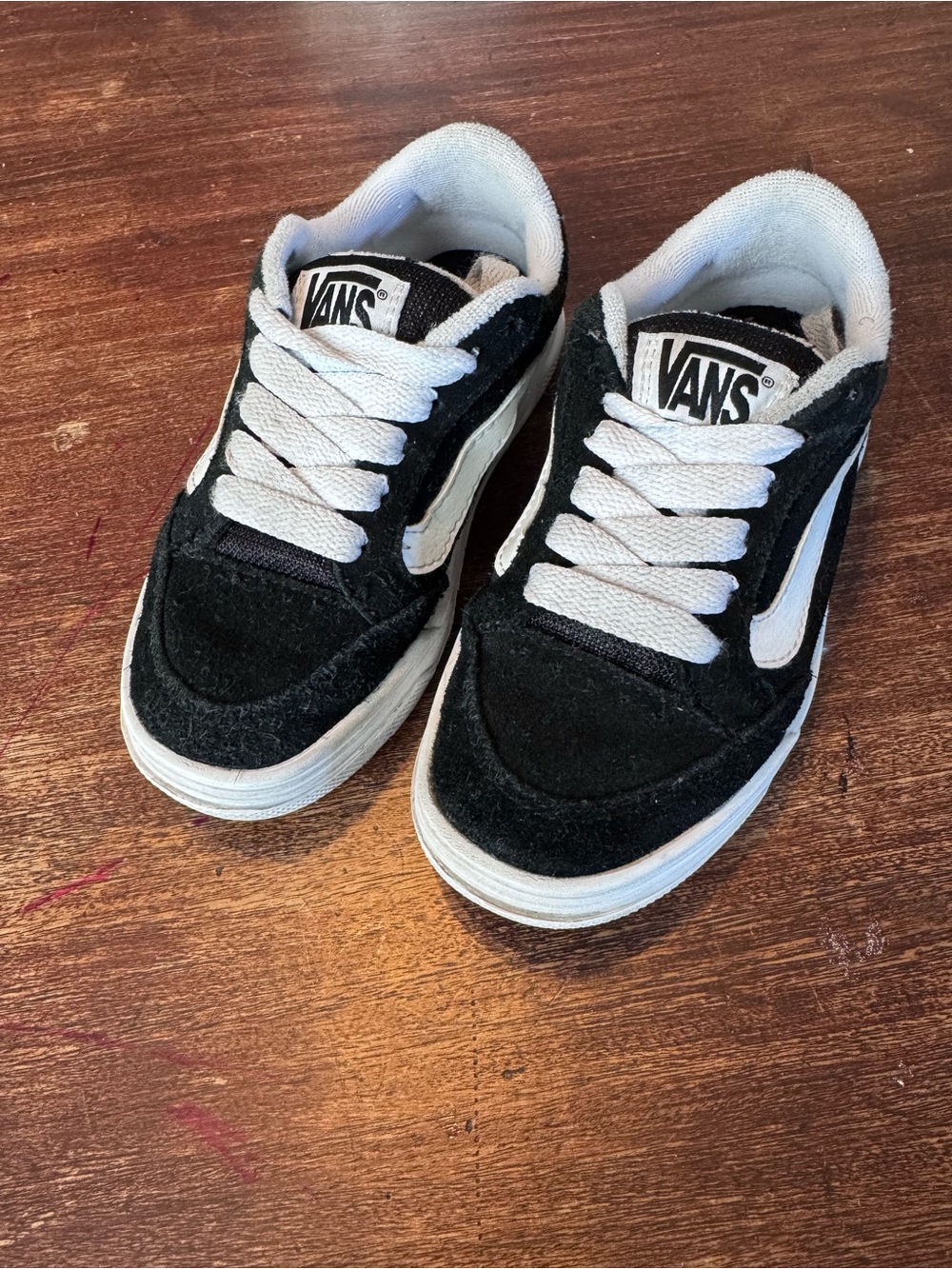 Vans Kids Black and White Low-Top Skate Sneakers
